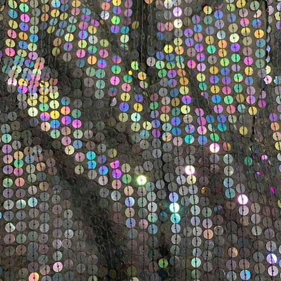 Vintage Sequin Embellished Silk Short Sleeve Blouse - Black, Size Large - Picture 5 of 7